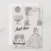 Modern Just Love Wedding Party-Minimalist Line Art Einladung (Vorderseite)