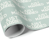 Modern Just Married Blue Geschenkpapier (Rolleneckpunkt)