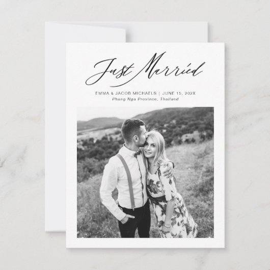 Modern Just Married Calligraphy Wedding Elopement (Vorderseite)