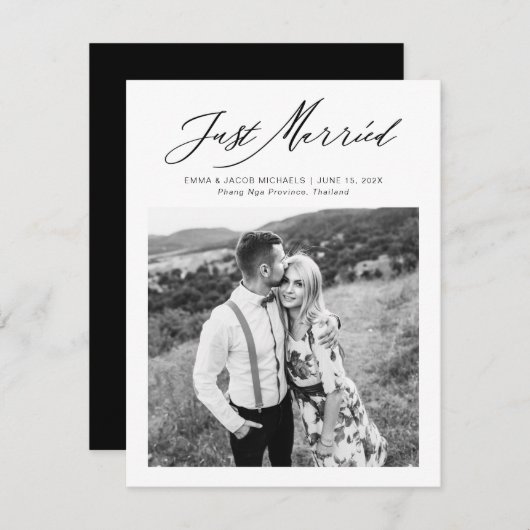 Modern Just Married Calligraphy Wedding Elopement (Vorne/Hinten)