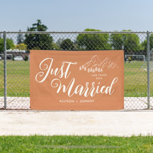 Modern Just Married Wedeption Boho Auto Banner (InSitu)