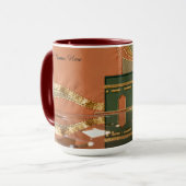 Modern Kaabah Motif | Minimalist Luxury Gold Tasse (Vorderseite Links)