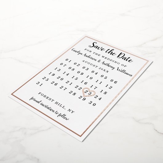 Modern Kalender Save the Date real Folieneinladung (Gedreht)