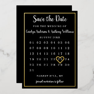 Modern Kalender Save the Date real Folieneinladung