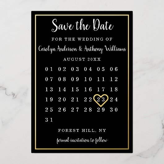 Modern Kalender Save the Date real Folieneinladung (Vorderseite)