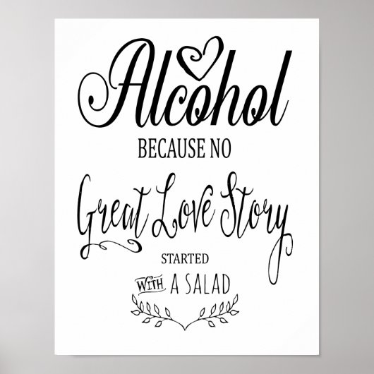 Modern kalligraphische Bar Alcohol Poster (Vorne)