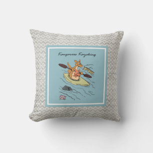 Modern Kangooroos Birth Baby Boy Blue Gray Kissen