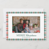 Modern Kariertes Foto Weihnachtskarte Feiertagskarte (Vorderseite)