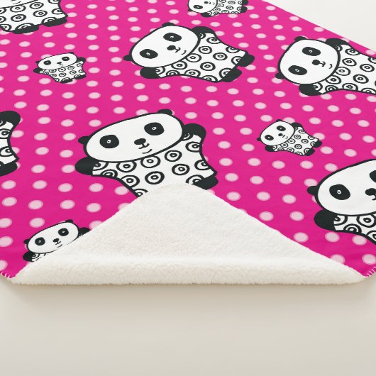 Modern Kawaii Panda Bear Pink Girly Polka Dot Sherpadecke (3/4)