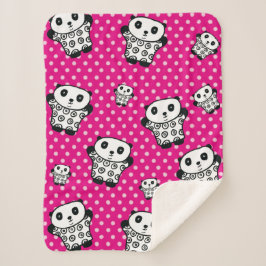 Modern Kawaii Panda Bear Pink Girly Polka Dot Sherpadecke
