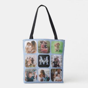 Modern Keepake Foto Collage Monogram Tote Bag Tasche