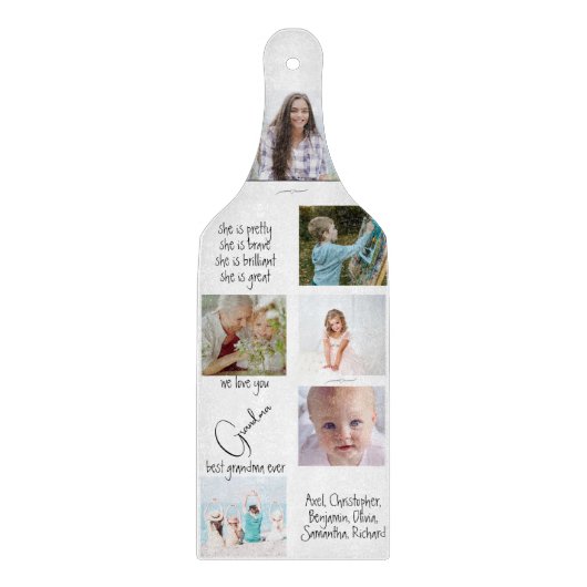 Modern Keepake wir Liebe Sie Oma FotoCollage Schneidebrett (Vorderseite)