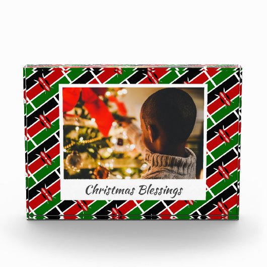 Modern KENYA FLAG Weihnachtskeepake Fotoblock (Vorderseite)
