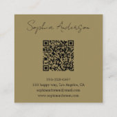 Modern Khaki Business Card - Elegant Handwritten Telefonnummerkarte (Rückseite)