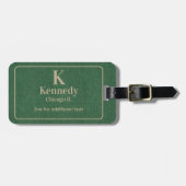  Modern Khaki Lettering on Green Denim Print Gepäckanhänger (Vorderseite horizontal)