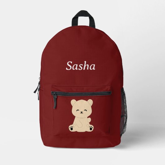 Modern Kids' Backpack with Bear - Personalized  Bedruckter Rucksack (Vorderseite)