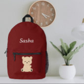 Modern Kids' Backpack with Bear - Personalized  Bedruckter Rucksack