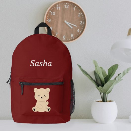 Modern Kids' Backpack with Bear - Personalized Bedruckter Rucksack