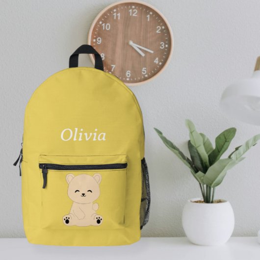 Modern Kids' Backpack with Bear - Personalized Bedruckter Rucksack