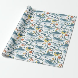 Modern Kids Birthday Little Shark Under The Sea Geschenkpapier