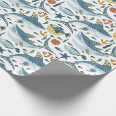 Modern Kids Birthday Little Shark Under The Sea Geschenkpapier (Ecke)