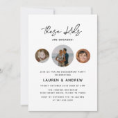 Modern Kids Foto Funny Script Engagement Party Einladung (Vorderseite)