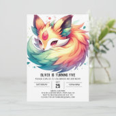 Modern Kids Fox Birthday Einladung (Stehend Vorderseite)
