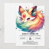Modern Kids Fox Birthday Einladung (Vorne/Hinten)