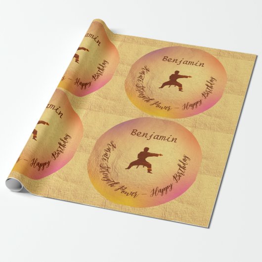 Modern Kids Happy Birthday Martial Arts Karate Geschenkpapier (Ungerollt)