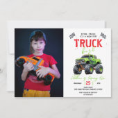 Modern Kids Monster Truck Birthday Party Einladung (Vorderseite)