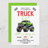 Modern Kids Monster Truck Geburtstagsparty Einladung (Vorne/Hinten)