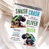 Modern Kids Monster Trucks Birthday Party Einladung