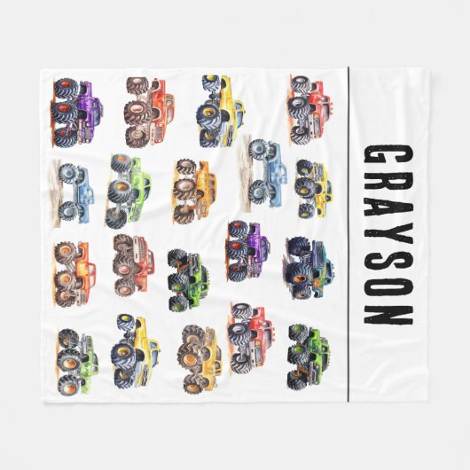 Modern Kids Monster Trucks Fleecedecke (Vorderseite (Horizontal))