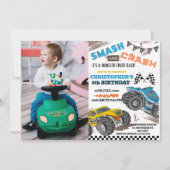 Modern Kids Monster Trucks Geburtstag Einladung (Vorderseite)