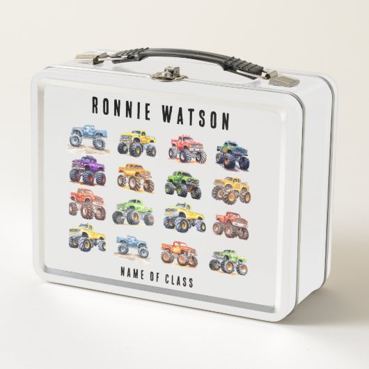 Modern Kids Monster Trucks Metall Brotdose (Vorderseite)