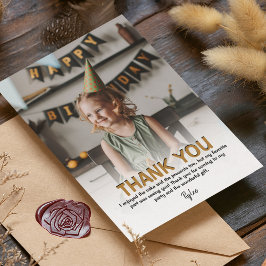 Modern Kids Photo Birthday | Thank You Card Dankeskarte