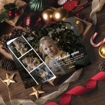 Modern Kids Photo Christmas Holiday Thank You