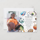 Modern Kids Sports Geburtstagsparty Dankeskarte (Vorderseite)