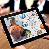 Modern Kids Sports Geburtstagsparty Dankeskarte