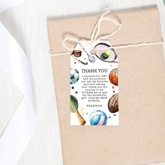 Modern Kids Sports Geburtstagsparty Geschenkanhänger