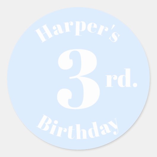 Modern Kindergeburtstag Individuelle Name Nummer h Runder Aufkleber (Vorderseite)