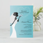 Modern Kissing Bride Bridal Dusche Einladung (Stehend Vorderseite)