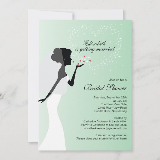 Modern Kissing Bride Bridal Dusche Einladung (Vorderseite)