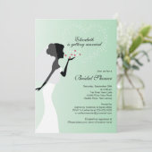 Modern Kissing Bride Bridal Dusche Einladung (Stehend Vorderseite)