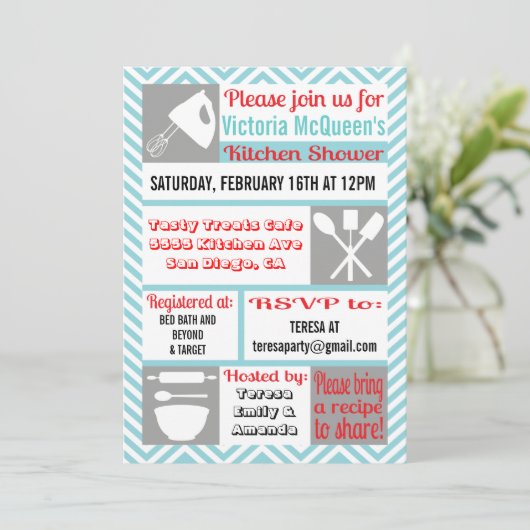 Modern Kitchen Bridal Dusche Einladungen (Stehend Vorderseite)