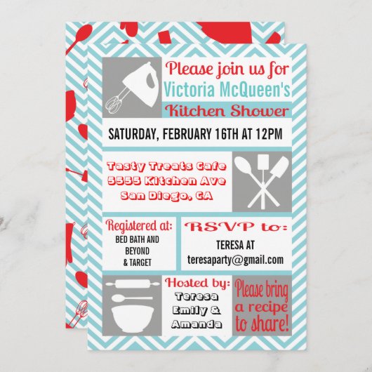 Modern Kitchen Bridal Dusche Einladungen (Vorne/Hinten)