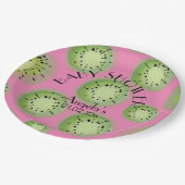 Modern Kiwi Fruit - Wasserfarben Babydusche Pappteller (Schrägansicht)