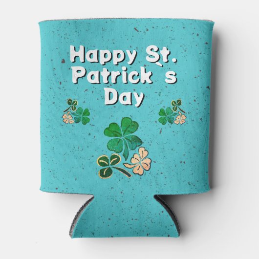 Modern Kleeblatt Clover Happy St Patrick`s Day Dosenkühler (Vorderseite)