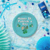 Modern Kleeblatt Clover Happy St Patrick`s Day Pappteller (Party)