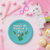 Modern Kleeblatt Clover Happy St Patrick`s Day Pappteller (Party)